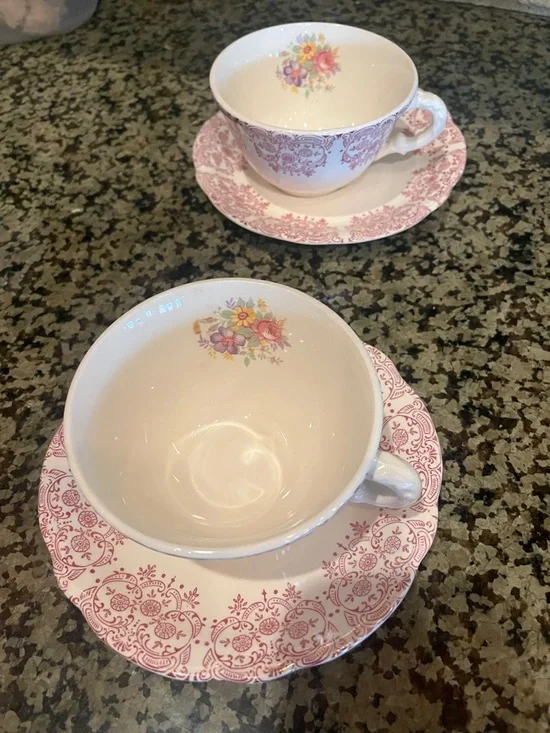 Tea Cup and Saucer (4) with creamer and sugar Set Union Made brand - Picture 2 of 3
